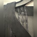 Juicy Couture Y2K Embroidered Silk Blouse Sheer Boho Size Medium Black Photo 2