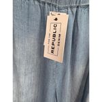 FOR THE REPUBLIC  Chambray Size S Wide Leg Side Button Frayed Hem Ankle Photo 7