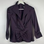Tadashi Shoji  6 Blouse Twist Front Peplum Iridescent Purple Long Sleeve Cocktail Photo 1