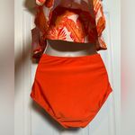 Kortni Jeane NWT  Orange Tropical Tank Bikini Top with Ruched High Rise Bottoms Photo 8