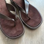 Reformation  Shoes Eden Platform Thong Sandals Flip Flop Espresso Leather Suede 8 Photo 4