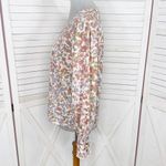 Democracy Printed Wide V Neck Ruffle Snap Cuff Long Sleeve Top Beige Medium Photo 2