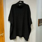 Coach Black logo Sig Knit Poncho Turtleneck Wool blend sweater M/L Photo 2