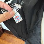 Vintage 90s Solid Black Satin Floral Strapless Sequin Union Made Dress Size 8 Photo 9