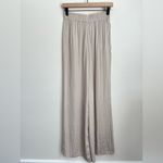 ZARA  satin effect Beige Wide Leg Palazzo Pants elastic waist lightweight flowy Photo 2