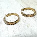 14K hoop earrings embellished with tricolor elephants, vintage, 3.9g Gold Photo 1