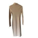 Women's Tan Turtle Neck Long Sleeve Mid Length Dress Photo 2