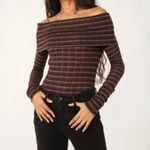 Free People brown snow bunny off the shoulder top M Photo 2