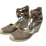 DV Dolce Vita Taupe Suede Manica Lace Up Zip Back Espadrille Wedge 8 M Boho Brown Photo 2
