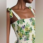 Amanda Uprichard x Revolve Green Floral Smocked Sleeveless Ruffle Midi Dress M Photo 5