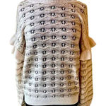 Blu Pepper  Sweater Crew Neck Open Knit Ruffle Beige Pink, Size Medium Photo 0