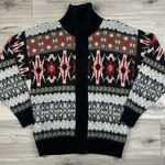 Vtg Nordic Fair Isle Aztec Southwestern Zip Up Thick‎ Knit Sweater Cardigan Sz M Size M Photo 0