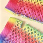 Rainbow Fishnet Fingerless Gloves New Photo 2