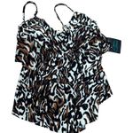 Aqua Green  Women's Animal Print Tiered Tankini Swim Top - Size Small - NWT Photo 0