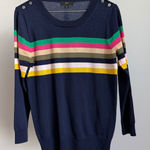 J.Crew Blue Striped Merino Wool Sweater sz S Crew Neck Preppy Collegiate Photo 0