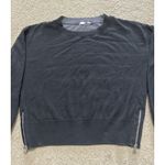 Gap  Women’s Black Crewneck Cropped Sweatshirt w Zippers On Each Side at Hem - PM Photo 1