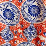 Maeve linen blend button front orange & blue print tie front halter dress. Large Photo 5