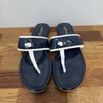 J. McLaughlin  Leslie Sandal 8.5 Navy‎ Patent Leather Thong Summer Nautical Strap Photo 8