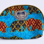 Thailand Elephant Print Pouch |‎ Travel Coin or Makeup Bag Blue Photo 0