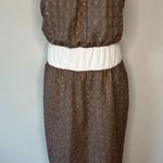 NWOT To The Max Womens Strapless Eyelet Midi Dress in Brown & Cream Size Medium Photo 0