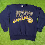 vintage US Navy sweatshirt MED. united states Navy Grandma pullover crewneck Blue Photo 0