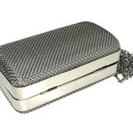 Bebe USA Metal Frame Fashion Clutch HANDBAG Purse Silver Shoulder Chain Strap Photo 3