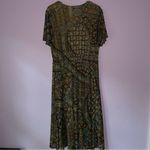 Susan Graver LP Dress Maxi Wrap V Neck Short Sleeve Brown Boho Print Photo 7