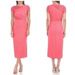 JS Collections  Lace Insert Sheath Midi Dress Camellia Coral 4 Photo 2
