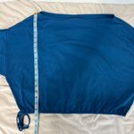 Athleta Blue Boat Neck Dolman Sleeve Cinched Hem Crop Top Women's Medium Photo 8
