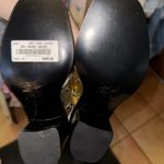 Rag and Bone NEW!  Size 7 Paige Grommet Gold Black Women's Slide Sandals Heels Photo 3