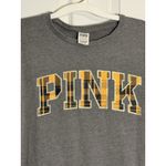 Victoria's Secret  Pink Gray Sweatshirt, Plaid Lettering, Glitter, Small Photo 1