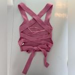 Love Tree NWOT women’s pink strappy tie back stretch cropped ribbed tank top L Photo 4