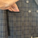 Susan Graver Double-Breasted Blazer Sz 12 Gray & Navy Plaid Office Career Staple Photo 3