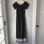 Bleuh Ciel  Floral Black Maxi Elastic Waist Dress Photo 3