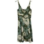 Vtg Y2K R&K Originals Babydoll Midi Dress 10 Cottage Floral Satin Ruched Flowy Green Photo 1