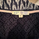 Jolt  M‎ Boho Peasant Aztec 3/4 Sleeve Lace Insert Top Blouse  Navy Blue Pink Photo 4