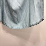 Karen Kane  Light Denim Blue Seascape Off Shoulder Tie Sleeves Blousy Peasant Top Photo 10