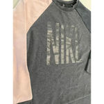 Nike Dri Fit Pullover Sweater Pink/Gray Colorblock SpellOut Fleece Womens Medium Photo 1