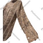 New York And Company  Women’s Brown Snakeskin Patterned Button-Down Shirt Size S Photo 5