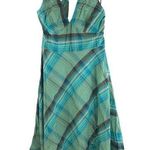 Bandolino Womens Dress Halter Sleeveless Belted A Line Plaid Green 12 Photo 0