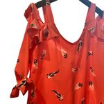 Lily White 🟣3-for-$24🟣  Coral Bird Print Cold Shoulder‎ Tie Sleeve Blouse - L Photo 2