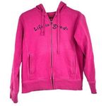Life is Good  spell out bright pink zip up y2k hoodie pockets women's size small Photo 0