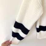 Ralph Lauren Polo  O Lace Striped Sweater Nautical White Navy Blue Chunky Knit Photo 4