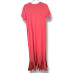 Free People  FP Beach Havana Tee Coral Pink Knit High Slit Waterfall Maxi Dress Photo 6