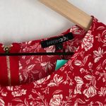PaperMoon  Larie Tie Sleeve Red‎ Floral Print High Low Chiffon Blouse NWT Size L Photo 1