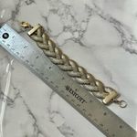 Wide flat herringbone braid gold tone bracelet Photo 4