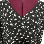 Lush Clothing LUSH Geometric V-Neck Button Down Loose Fit Blouse Long Sleeve Top Black Medium Photo 5