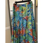 Ruby Rd Women's 14 Panel Ruffle Skirt Elastic Waist Tropical Floral Fully Lined Blue Photo 2
