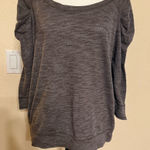 Free People  Gathered Ruched Puff Sleeve Gray Top Large Long Sleeve Photo 0