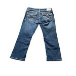 L.A. Idol Rhinestone Flap Pocket Capri Jeans Thick Stitch Size 7 made in USA Blue Photo 7